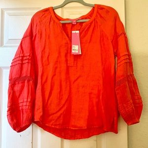Lily Pulitzer Spicy Coral Weekender blouse Brand New sz L